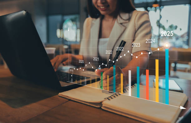 Stock market chart showing an upward trend, highlighting Nifty 50's projected target of 28,800 by 2025 with icons representing SAIL, BEML, and Indian Bank, symbolizing growth and investment opportunities